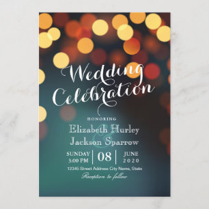 Invitation Chic Turquoise or Bokeh Parties scintillant chaîne