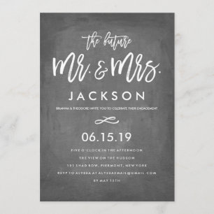 Invitation Chic Typographie Chalkboard Engagement Party