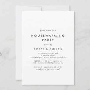 Invitation Chic Typographie Fête de réchauffement du foyer