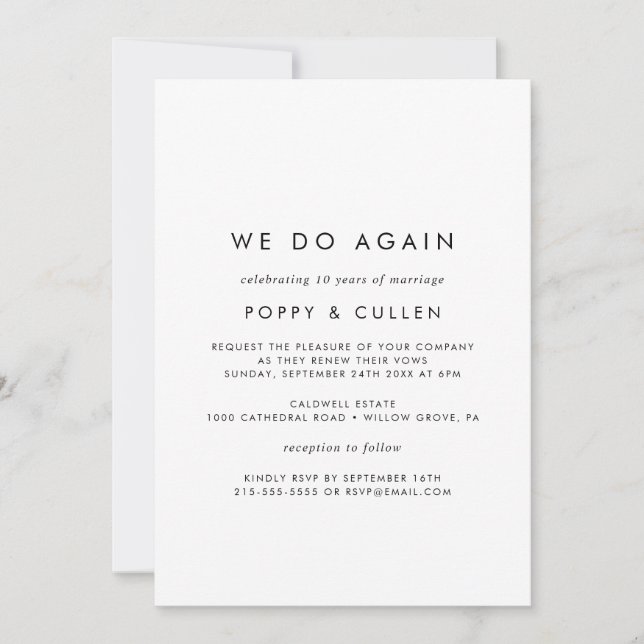 Invitation Chic Typographie Nous Nous Reengageons Renouvellem (Devant)