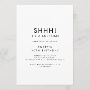 Invitation Chic Typographie Parti surprise