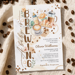 Invitation Chic Un Bébé Brûle Café Brunch Baby shower