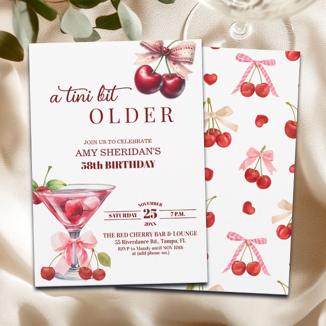 Invitation Chic Un Petit Peu Plus Vieille Martini Cerise 58e  (Créateur téléchargé)