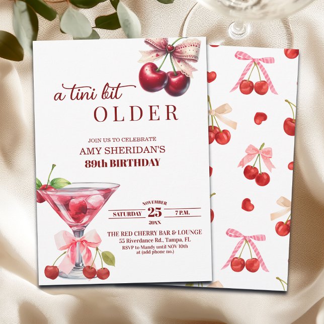 Invitation Chic Un Petit Peu Plus Vieille Martini Cerise 89e  (Créateur téléchargé)
