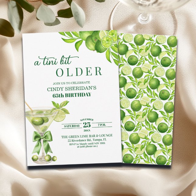 Invitation Chic Un Peu Plus Vieux Martini au Citron 65e Anniv (Créateur téléchargé)
