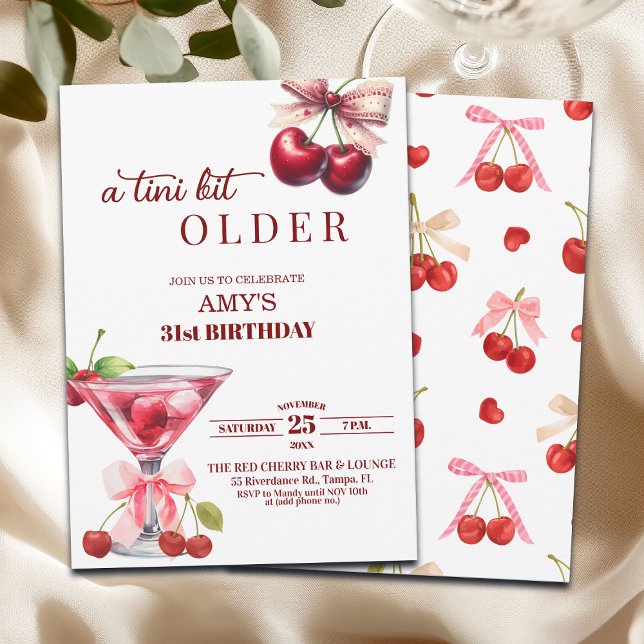 Invitation Chic Un Tini Peu Plus Vieux Martini Cerise 31e Ann (Créateur téléchargé)