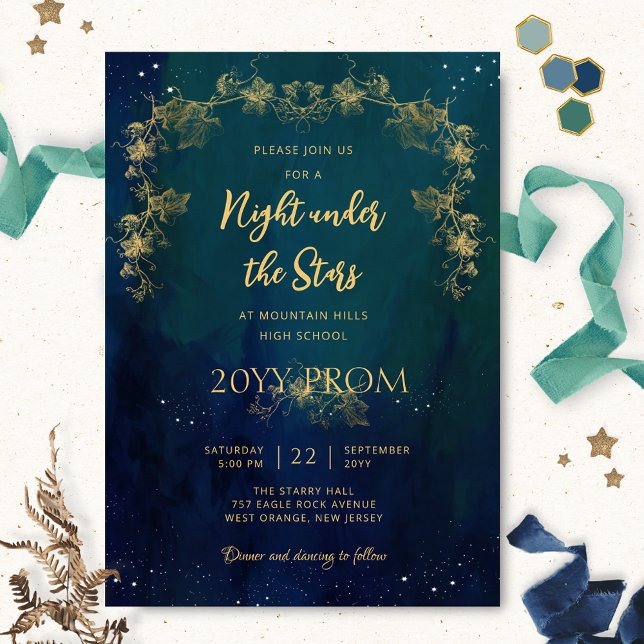 Invitation Chic Une Nuit Sous Les Étoiles Prom Graduation (Créateur téléchargé)