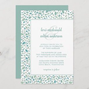 Invitation Chic Vert Abstrait Floral Mariage de la mer