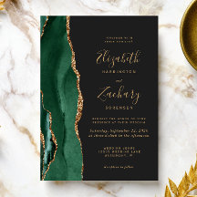 Chic Vert Émeraude Or Agate Sombre Mariage