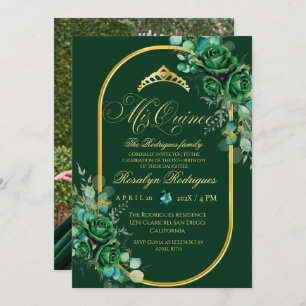 Invitation Chic vert émeraude Quinceanera 15e anniversaire