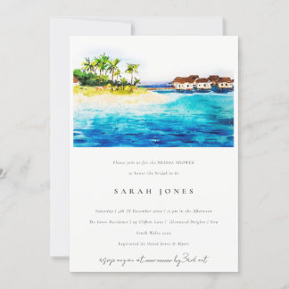 Invitation Chic Villa Overwater Fête des mariées de plage