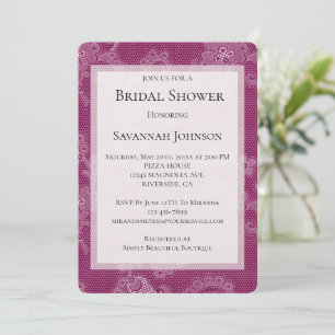 Invitation Chic Vin Bourgogne Dentelle Blanche Fête des marié