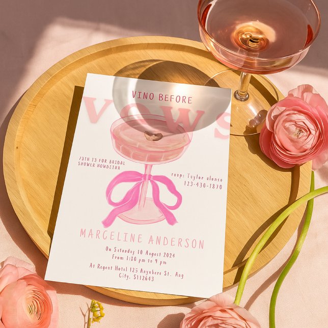Invitation Chic Vino Before Vows Rose Vin Arche de Mariage (Créateur téléchargé)