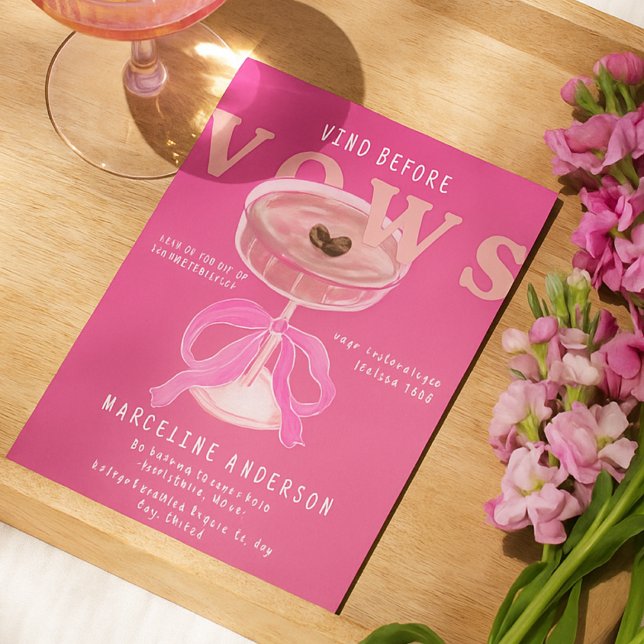 Invitation Chic Vino Before Vows Rose Vin Enterrement de Vie  (Créateur téléchargé)