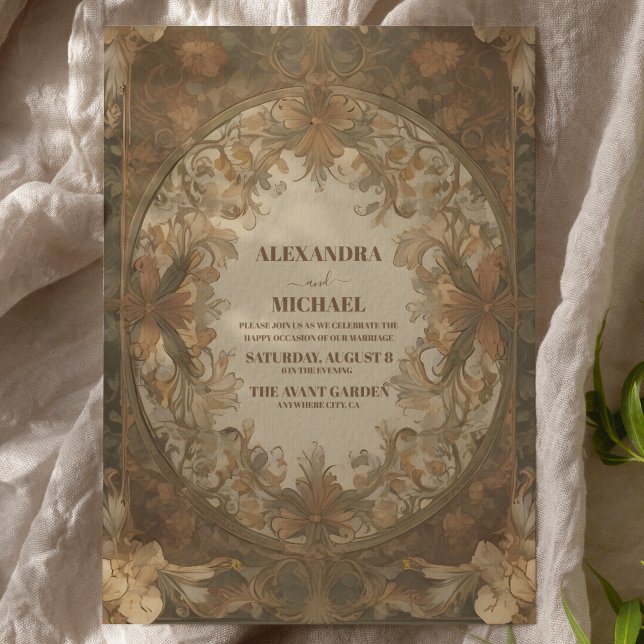 Invitation Chic Vintage Art Nouveau Floral Mariage (Créateur téléchargé)