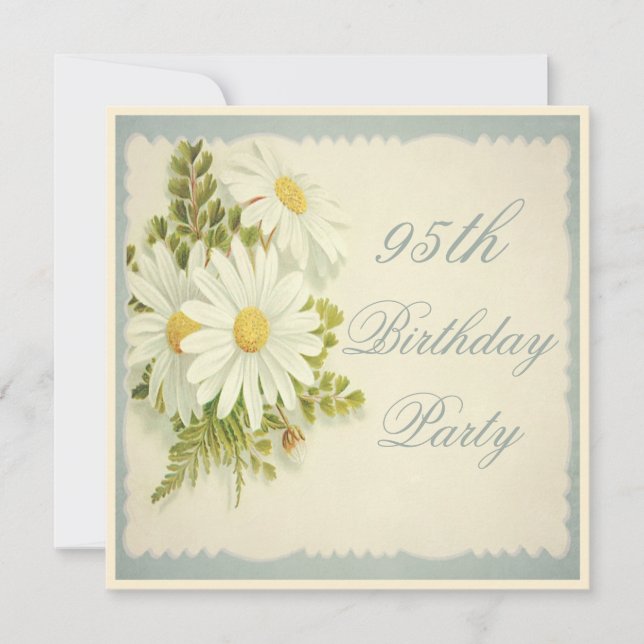 Invitation Chic Vintage Daisies 95e Anniversaire (Devant)