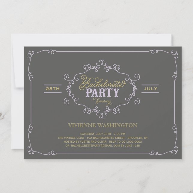 Invitation chic vintage de partie de Bachelorette (Devant)