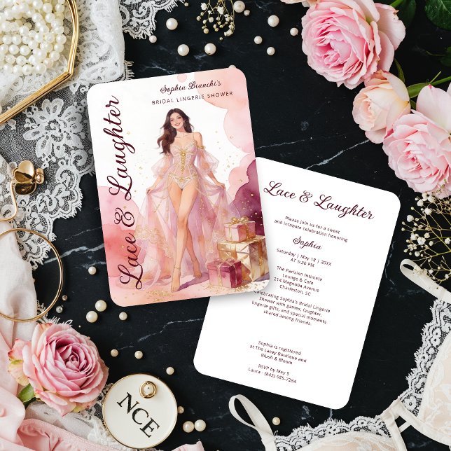 Invitation Chic Vintage Model Girl Lingerie Bridal Shower (Chic Vintage Model Girl Lingerie Bridal Shower Cards in Pastel and Glitter Effect Invitation Cards. )