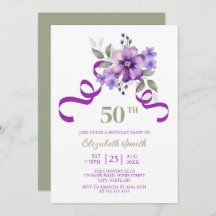 Chic Violet Flower Purple Ribbon Birthday