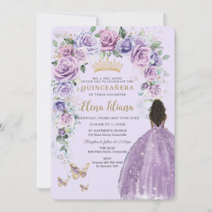 Invitation Chic violet Lavande Lavande Flore Arc Quinceañera