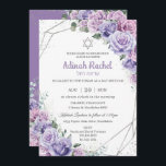 Invitation Chic violet Lilac Floral Roses Bat mitzvah d'argen<br><div class="desc">Personnalisez cette belle invitation à Bat mitzvah lilas violet avec sa propre formulation facilement et rapidement,  appuyez simplement sur le bouton customiser pour réorganiser et formater le style et le placement du texte. Objets correspondants disponibles en magasin ! c) Le Happy Cat Studio</div>