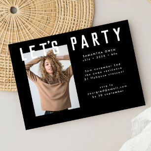 Invitation chic voguish noir chic gris photo mod Party