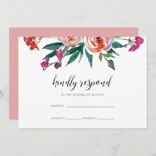Invitation Chic Watercolor Floral Wedding RSVP