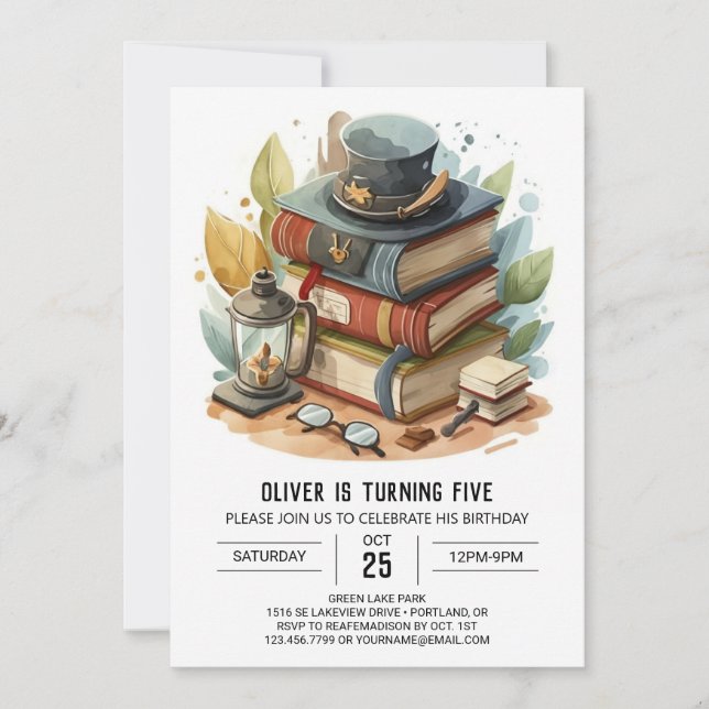 Invitation Chic Watercolor Inspecteur Anniversaire (Devant)