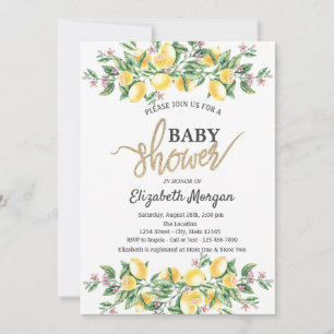 Invitation Chic Watercolor Lemons Baby shower botanique