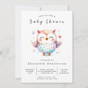 Invitation Chic Watercolor Owl Baby shower