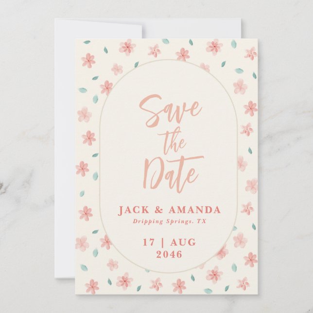 Invitation Chic Watercolor Rose Floral Wedding Enregistrer la (Devant)