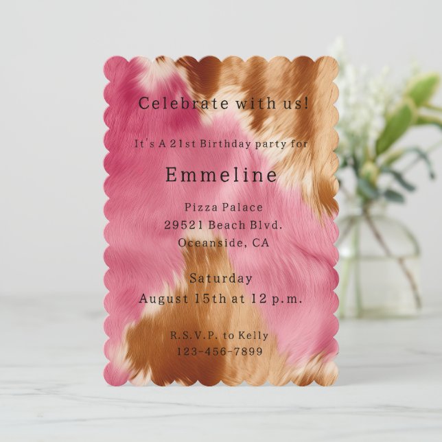 Invitation Chic Western Cream Gold Cowgirl Cowhide (Debout devant)