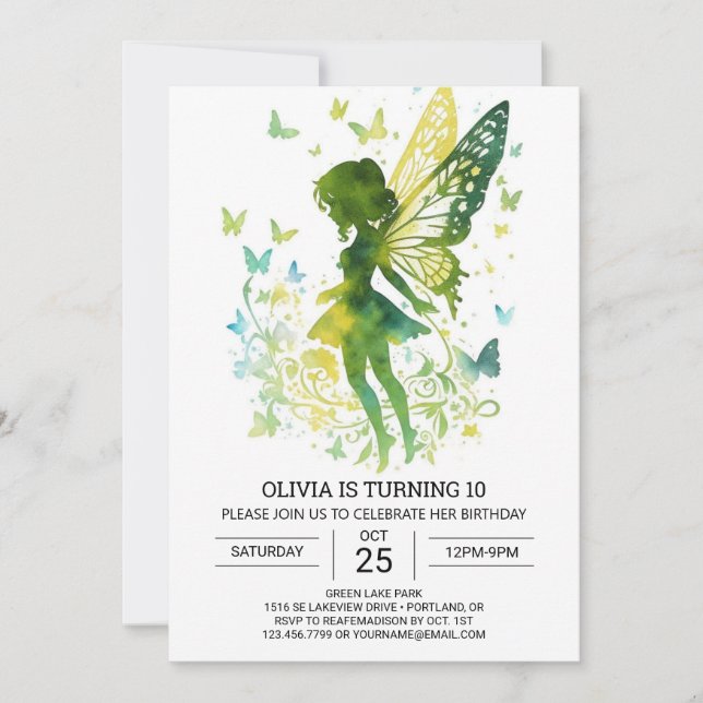 Invitation Chic Whimsical Fairy Anniversaire (Devant)
