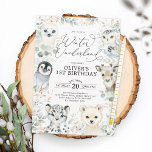 Invitation Chic Winter Arctic Animaux Onederland 1er annivers<br><div class="desc">Invitation vos invités avec cette invitation fantastique d'anniversaire,  avec d'adorables animaux arctiques et douce aquarelle verdure. Utilisez les outils de conception pour modifier le texte,  modifier la couleur et le style de police pour créer un modèle unique d'invitation aimable.</div>