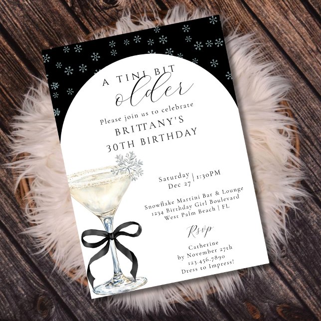 Invitation Chic Winter Bow Martini A Tini Bit Older Birthday (Créateur téléchargé)