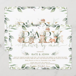 Invitation Chic Woodland Animals Baby shower de verdure par c
