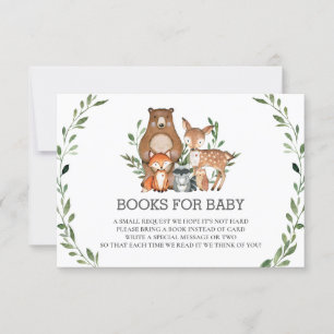 Invitation Chic Woodland Animals Livres verts pour Baby Card
