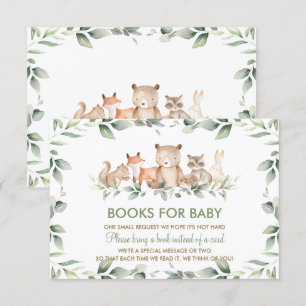 Invitation Chic Woodland Animals Livres verts pour Baby Card