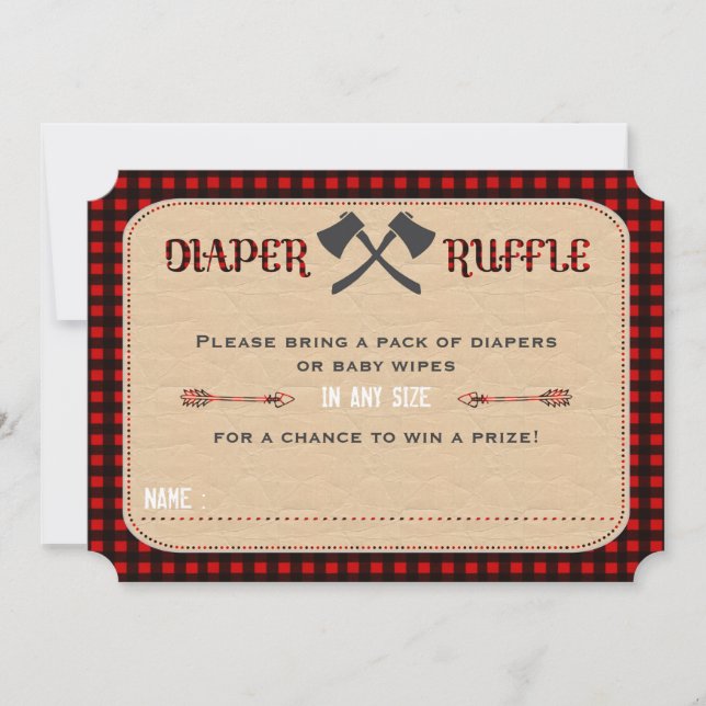 Invitation Chic Woodland Lumberjack Boy Diaper Ticket (Devant)