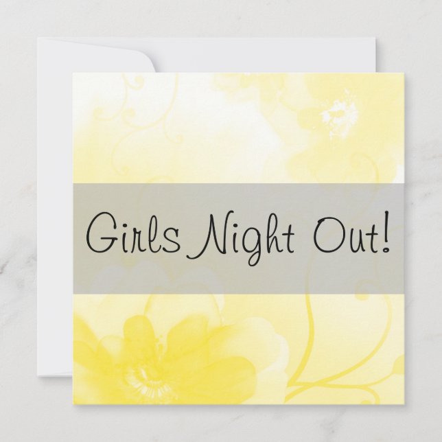 Invitation Chic Yellow and Gray Flower Girls Night Out (Devant)