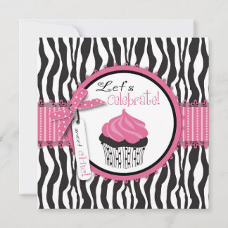 Invitation Chic Zebra Prince Cupcake Birthday