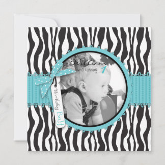 Invitation Chic Zebra Print Cupcake Birthday Invite SQ-2
