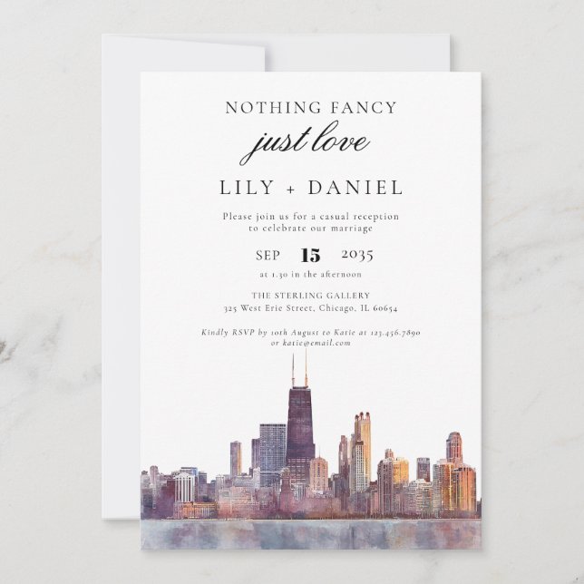 Invitation Chicago Elopement Wedding Reception (Devant)