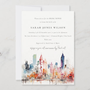 Invitation Chicago Illinois Aquarelle Scène de Mariage