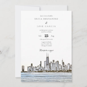 Invitation Chicago Invitación de Boda Skyline