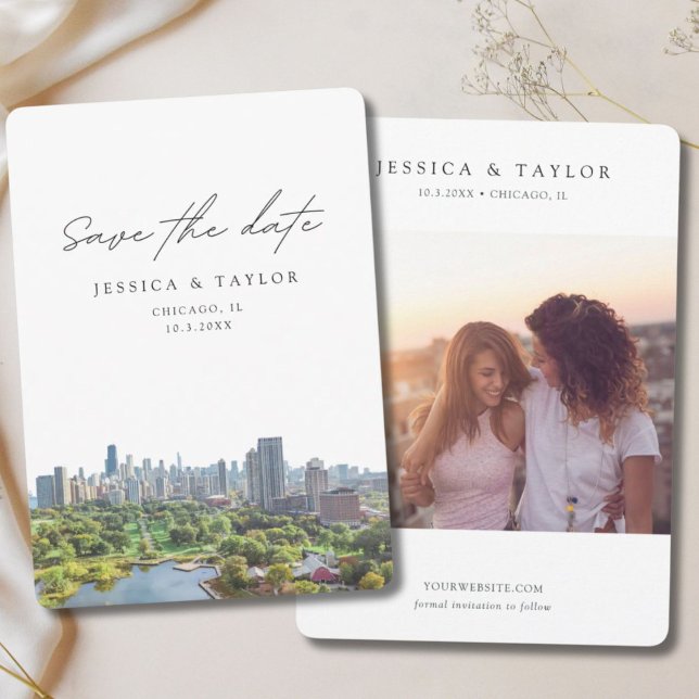 Invitation Chicago Mariage Sauvez la date Lincoln Park (Chicago Wedding Save the Date Lincoln Park Invitation
)