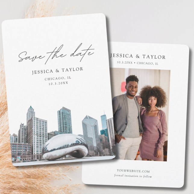Invitation Chicago Sauvez la date Downtown Chicago Mariage (Chicago Save the Date Downtown Chicago Wedding Invitation)
