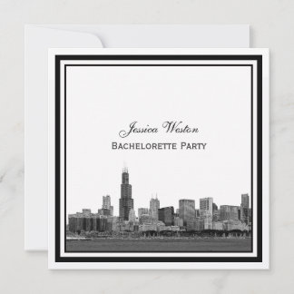 Invitation Chicago Skyline #2 Gravé Cadre Enterrement de Vie 