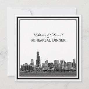 Invitation Chicago Skyline #2 Repas de répétition encadrée