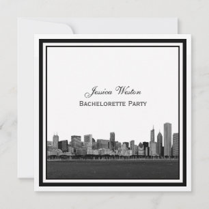 Invitation Chicago Skyline Gravé Cadre Enterrement de Vie de 
